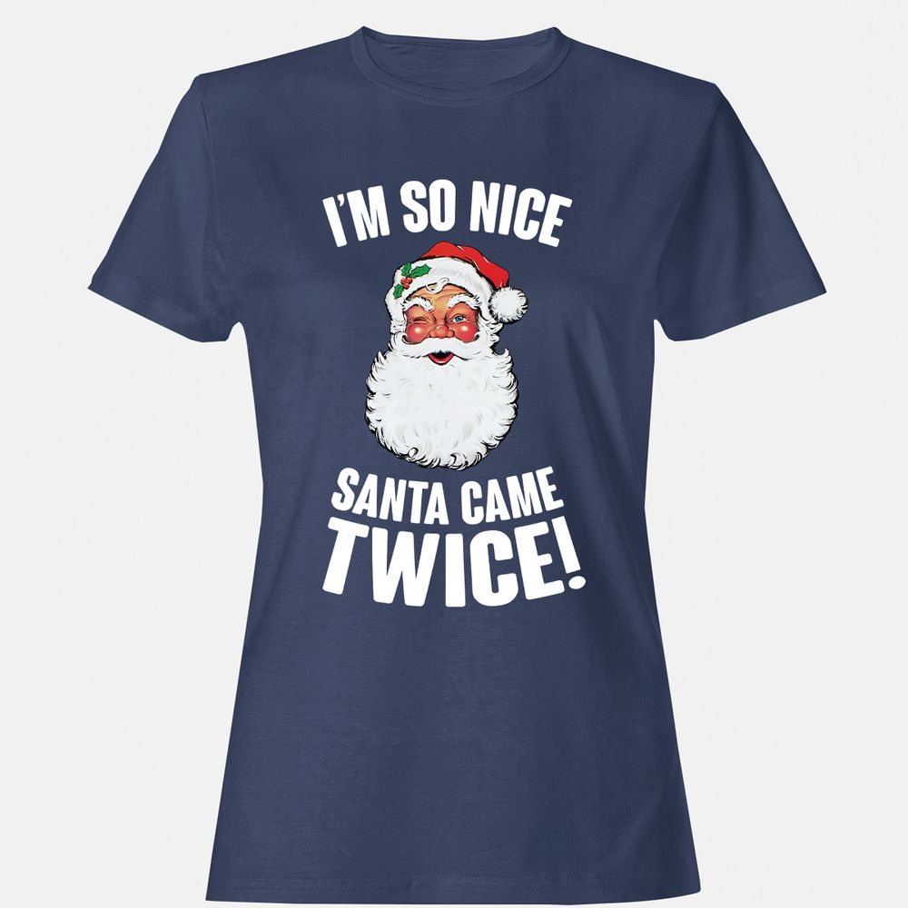 I'm So Nice Santa Came Twice! - Navy - 10