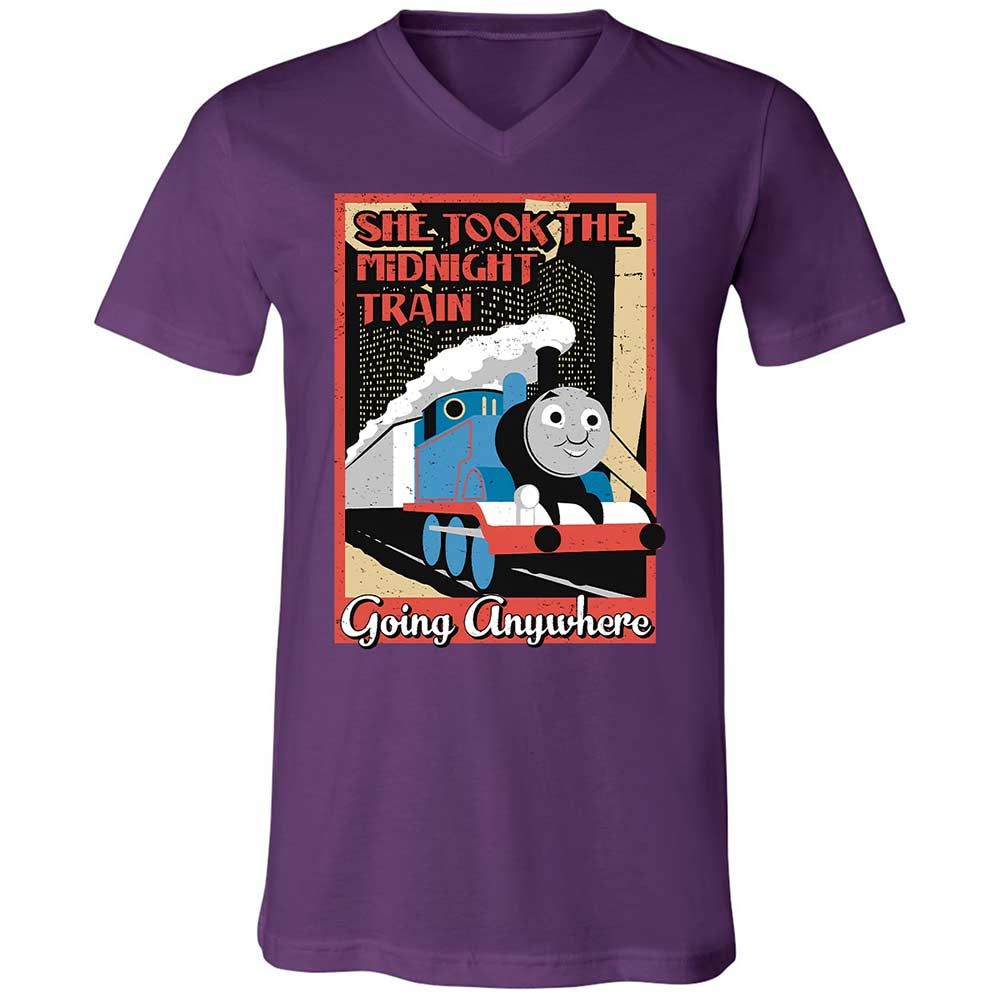 Unisex V-Neck T-Shirt - 4FNZSVWU - Team Purple - 10