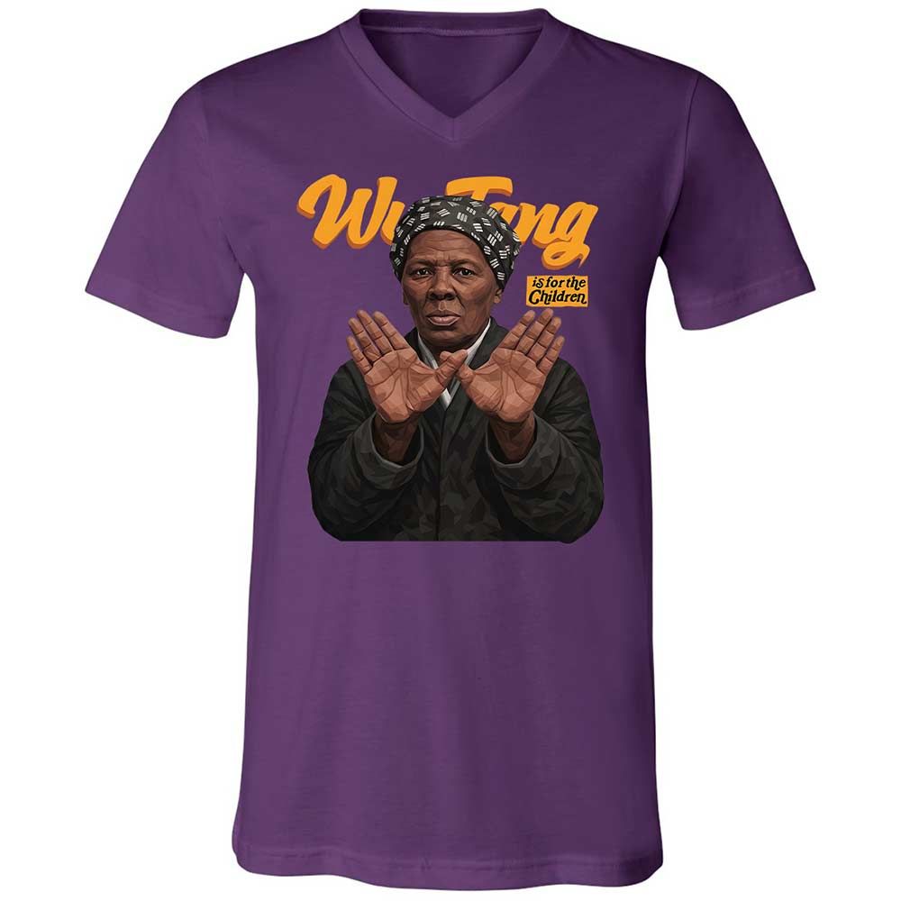 Unisex V-Neck T-Shirt - Black - Team Purple - 10