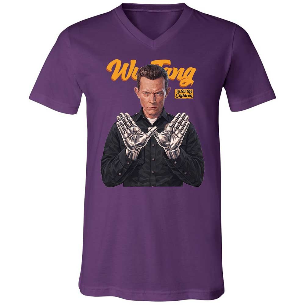 Unisex V-Neck T-Shirt - Black - Team Purple - 10