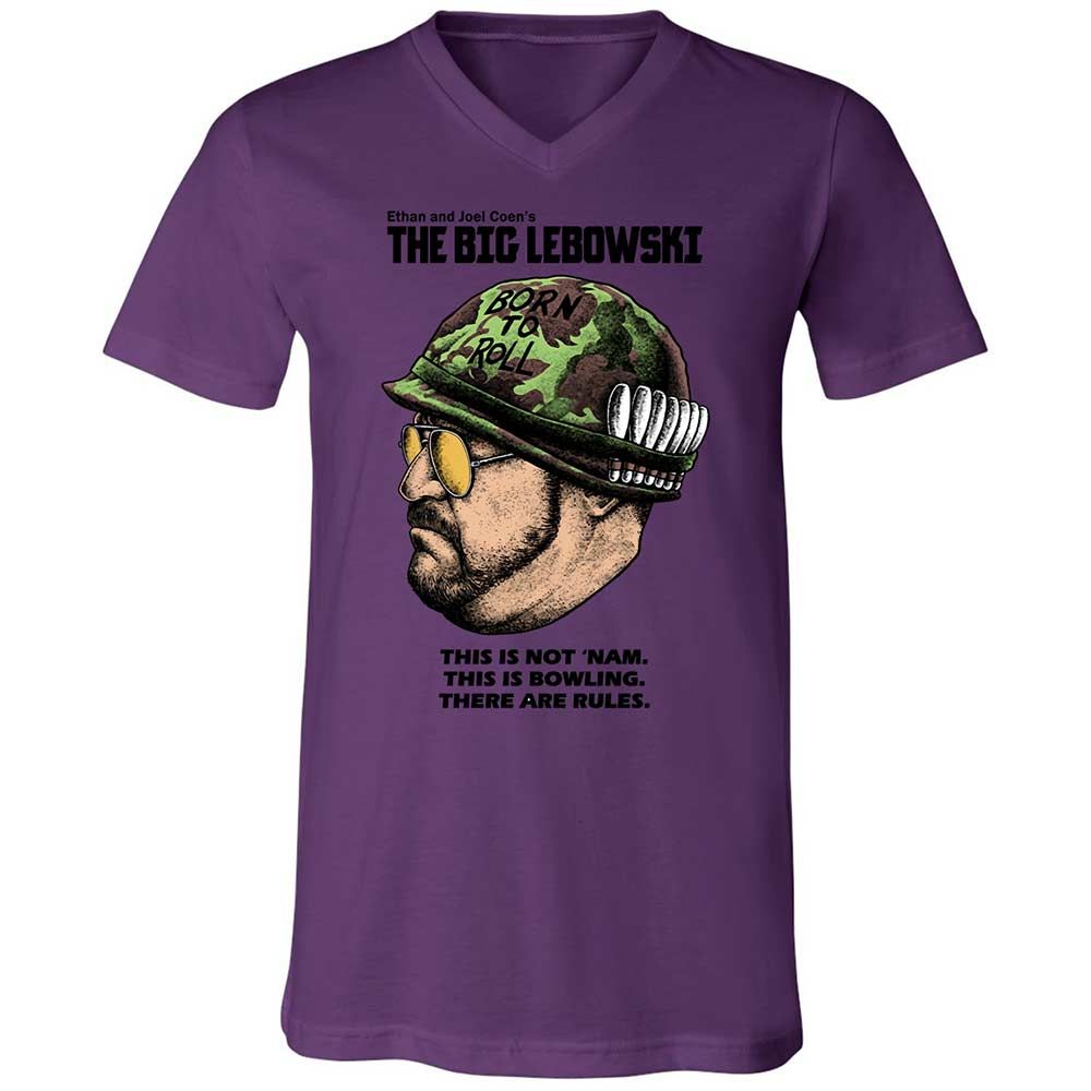 Unisex V-Neck T-Shirt - White - Team Purple - 10