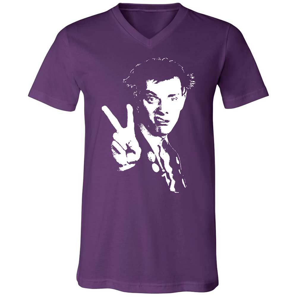 Unisex V-Neck T-Shirt - Black - Team Purple - 10