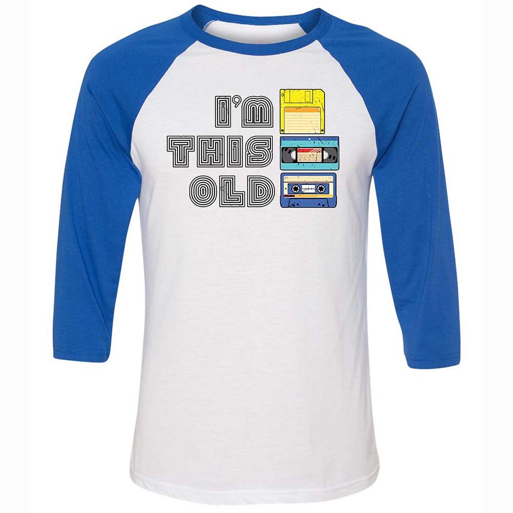 Unisex 3/4 Baseball Tee - Black - White/True Royal - 10