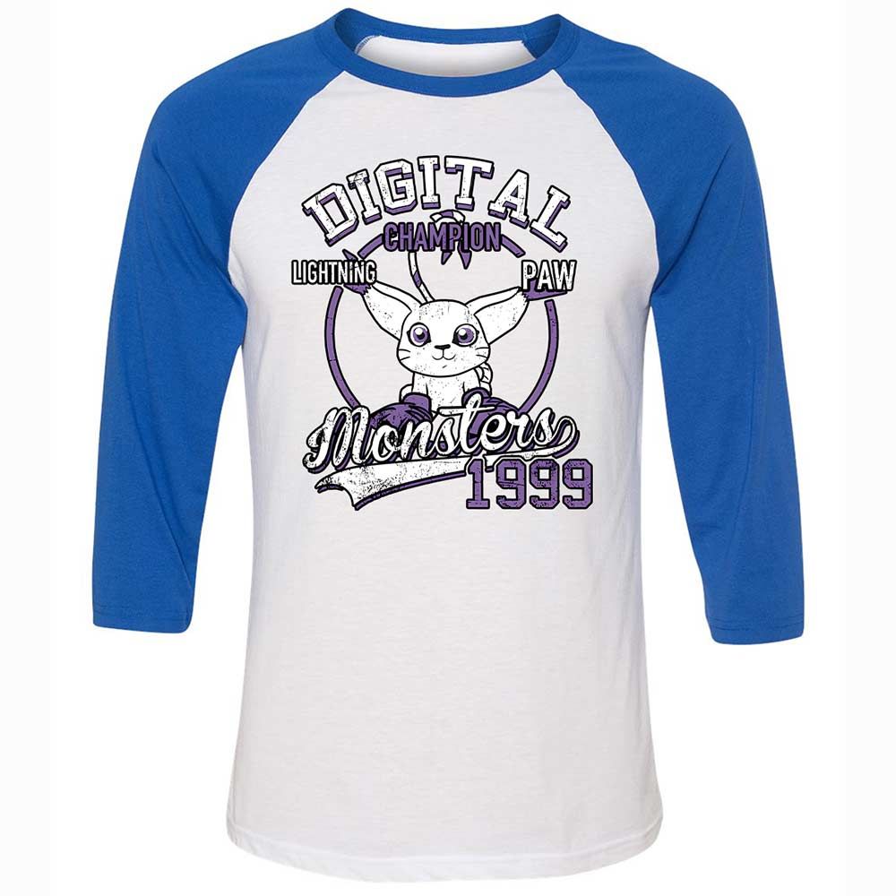 Unisex 3/4 Baseball Tee - SK8SPK4L - White/True Royal - 10