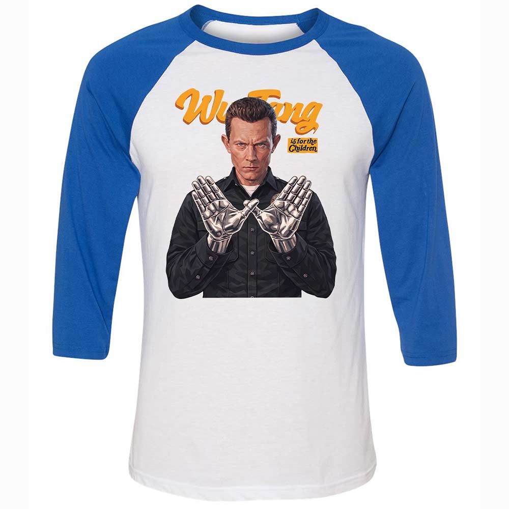Unisex 3/4 Baseball Tee - Black - White/True Royal - 10