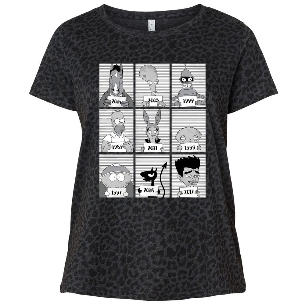 Ladies Curvy Jersey - 3JNDMLU2 - Black Leopard - 11