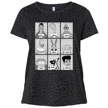 Ladies Curvy Jersey - 3JNDMLU2 - Black Leopard - 11