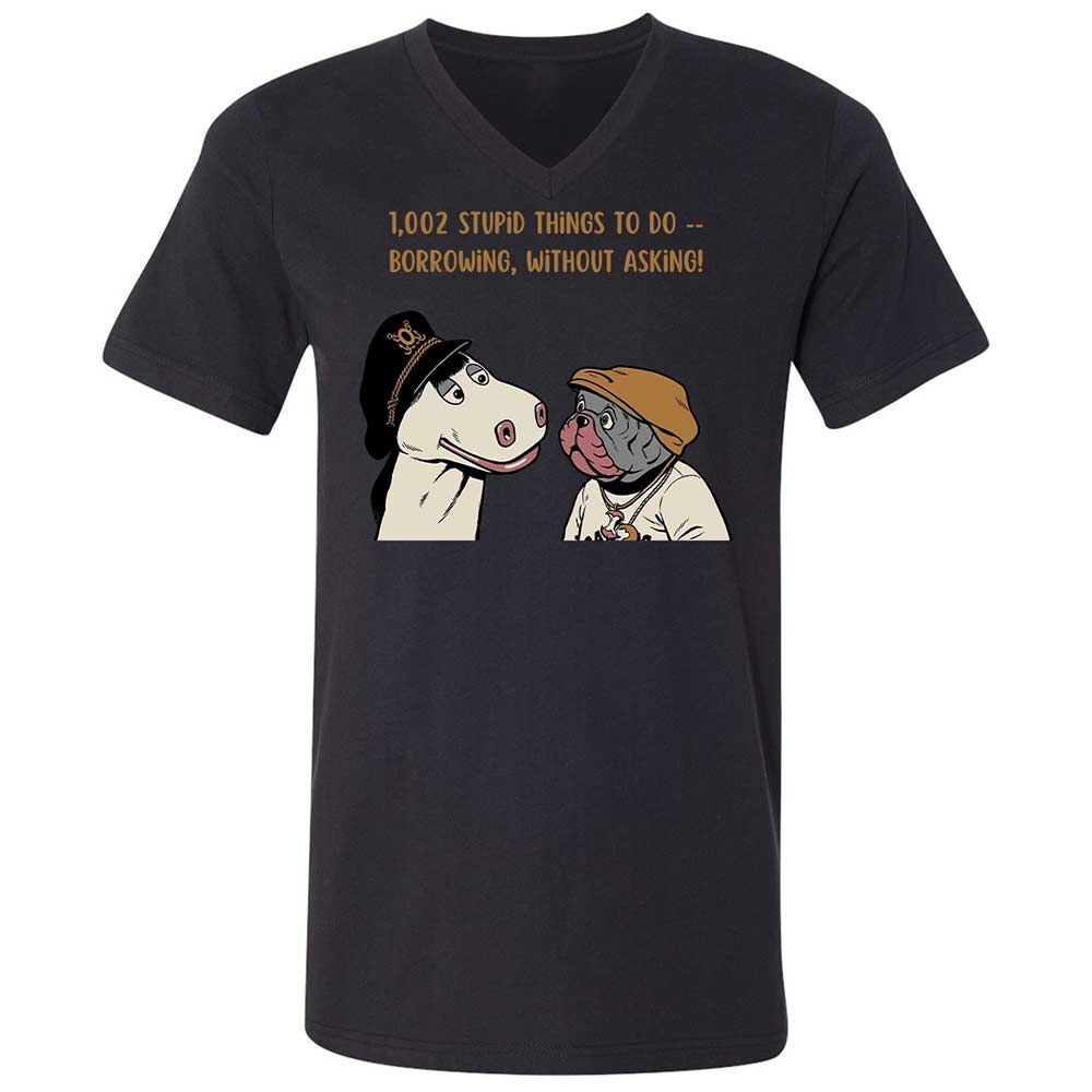 Unisex V-Neck T-Shirt - 22NX9WNR - Black - 11