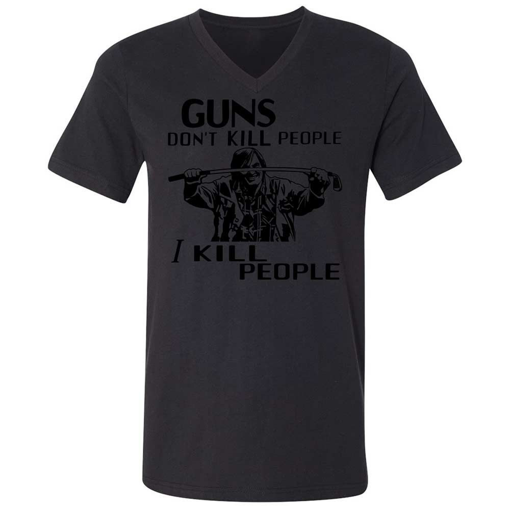 Unisex V-Neck T-Shirt - F37QJMZP - Black - 11