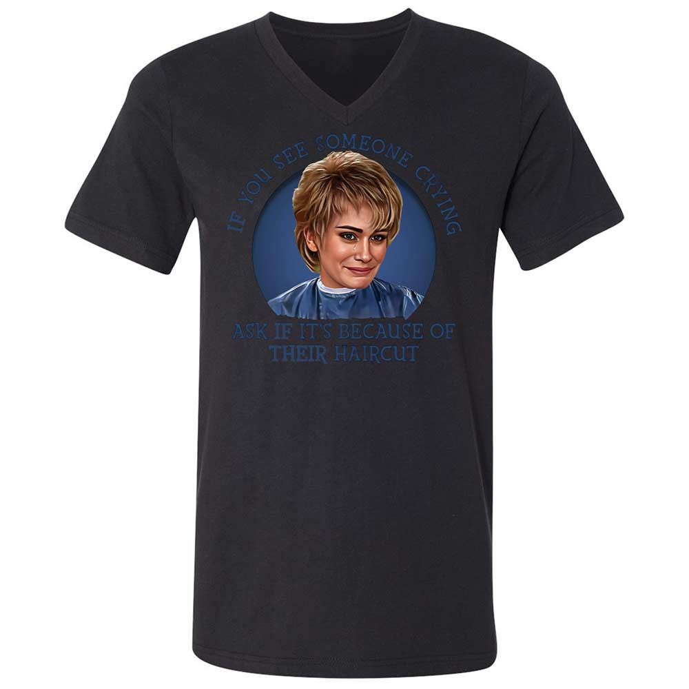Unisex V-Neck T-Shirt - 8CP7PL58 - Black - 11