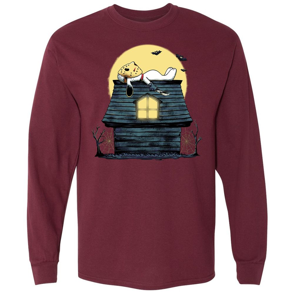 Long Sleeve T-Shirt - CFBQMQJG - Maroon - 11