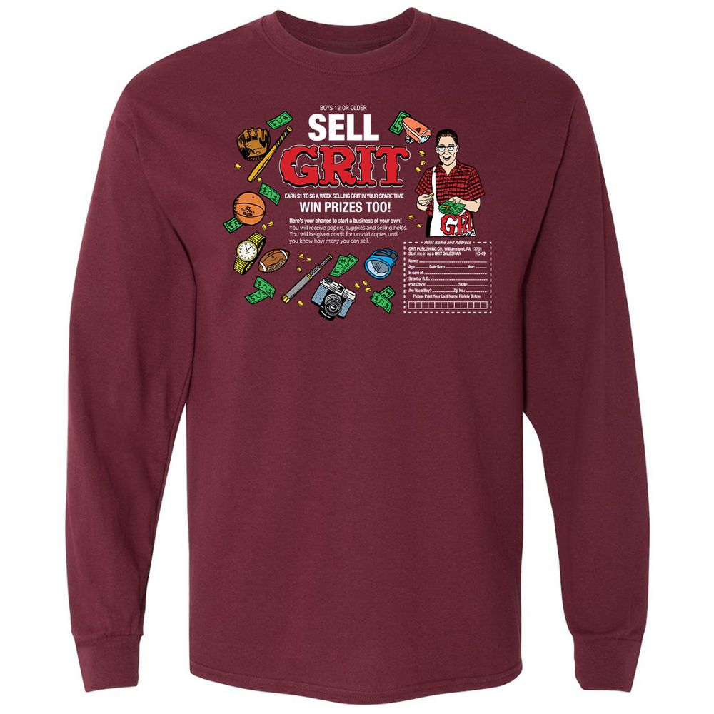 Long Sleeve T-Shirt - RLJCX3SD - Maroon - 11