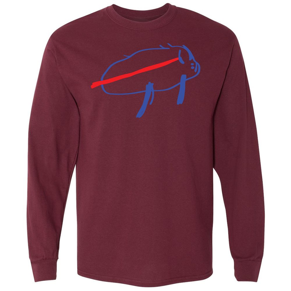 Long Sleeve T-Shirt - VQUGP89L - Maroon - 11