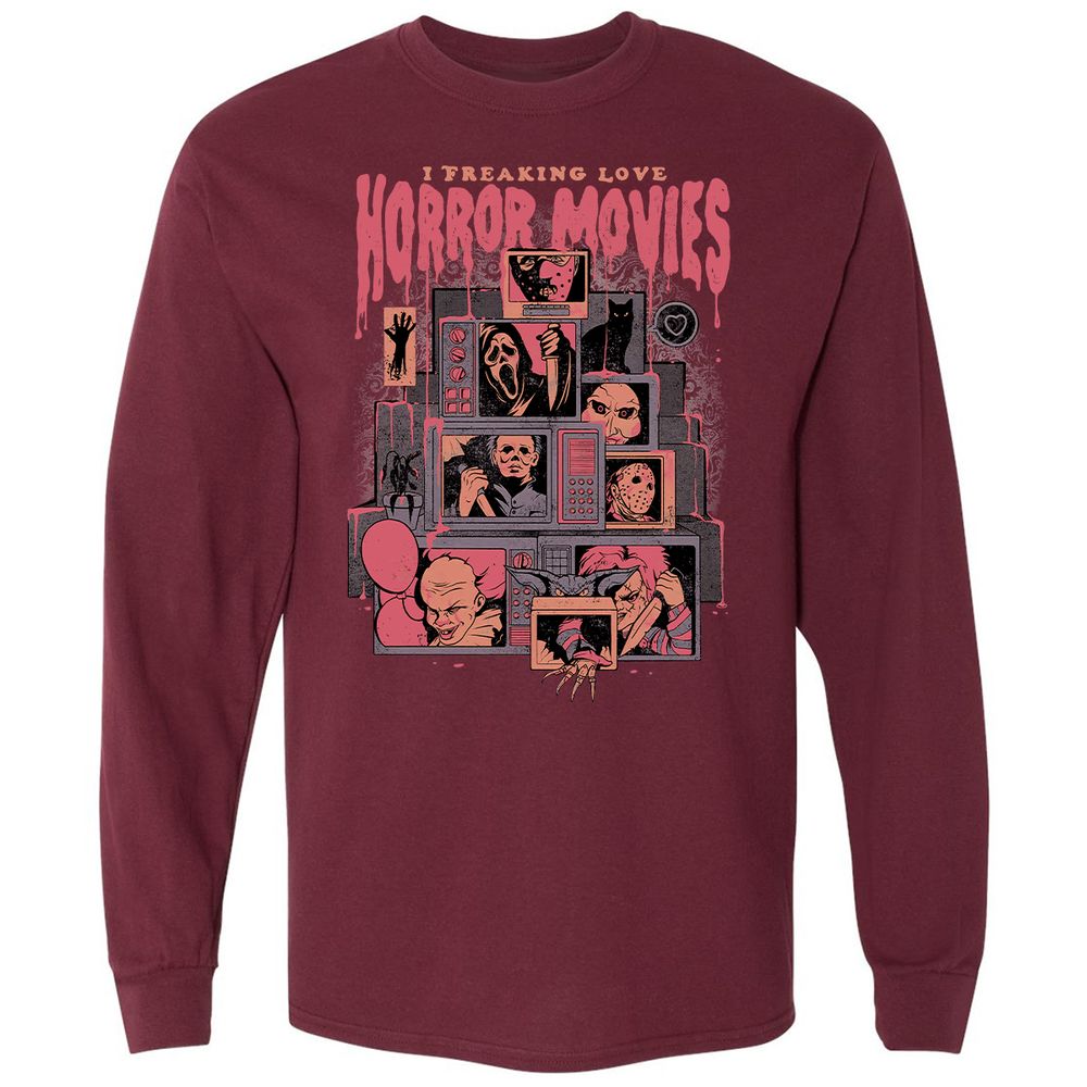 Long Sleeve T-Shirt - R9GCUXUL - Maroon - 11