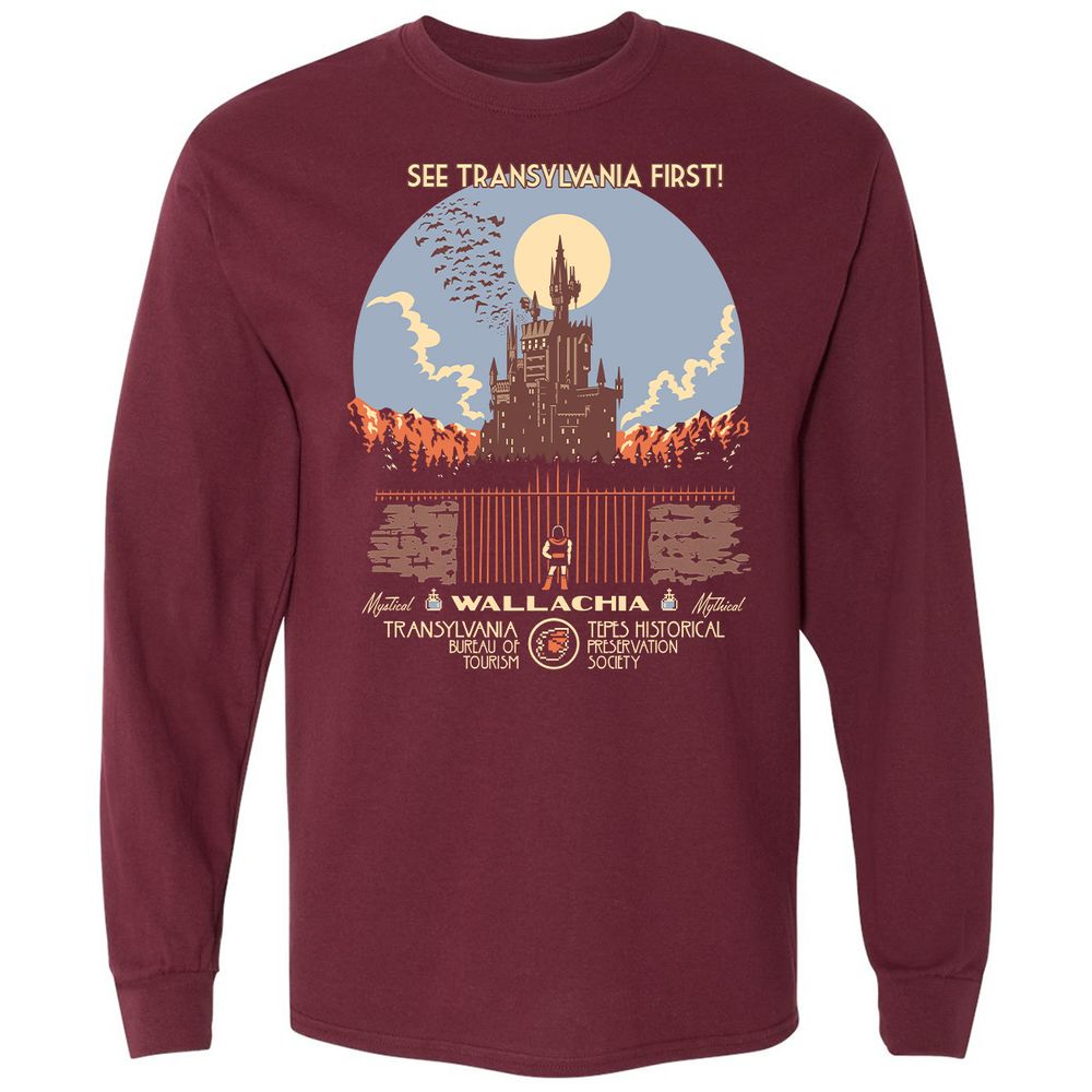 Long Sleeve T-Shirt - QWEKJ6XL - Maroon - 11