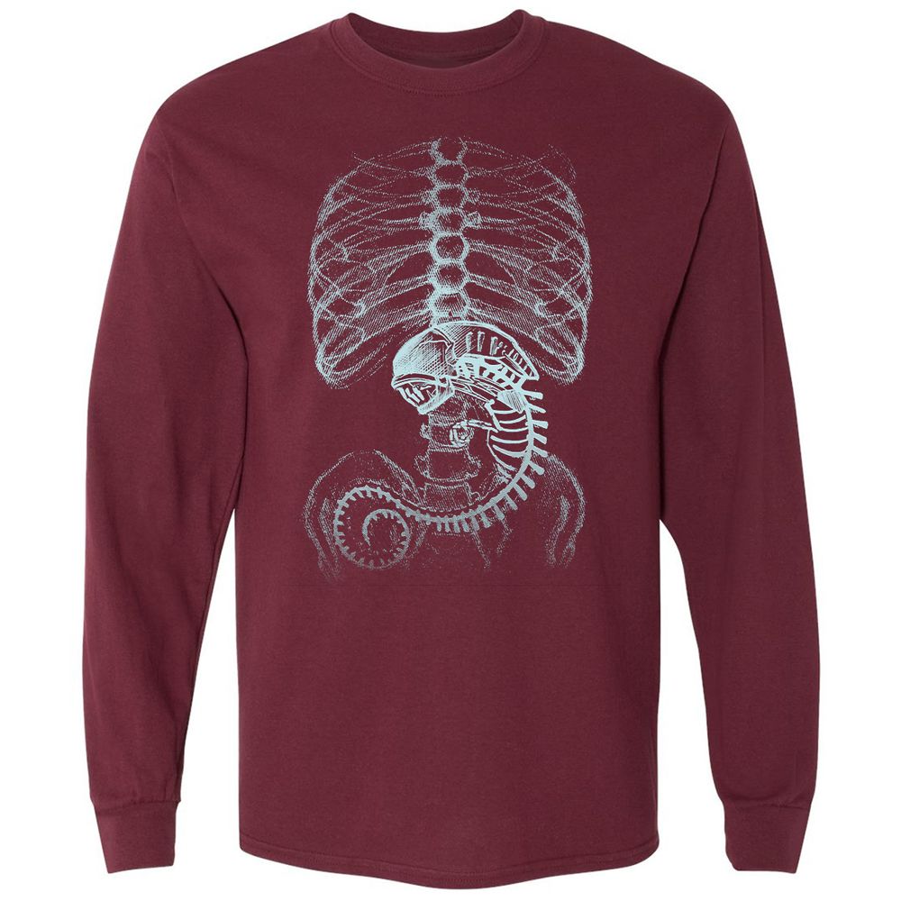 Long Sleeve T-Shirt - M89BJKB4 - Maroon - 11