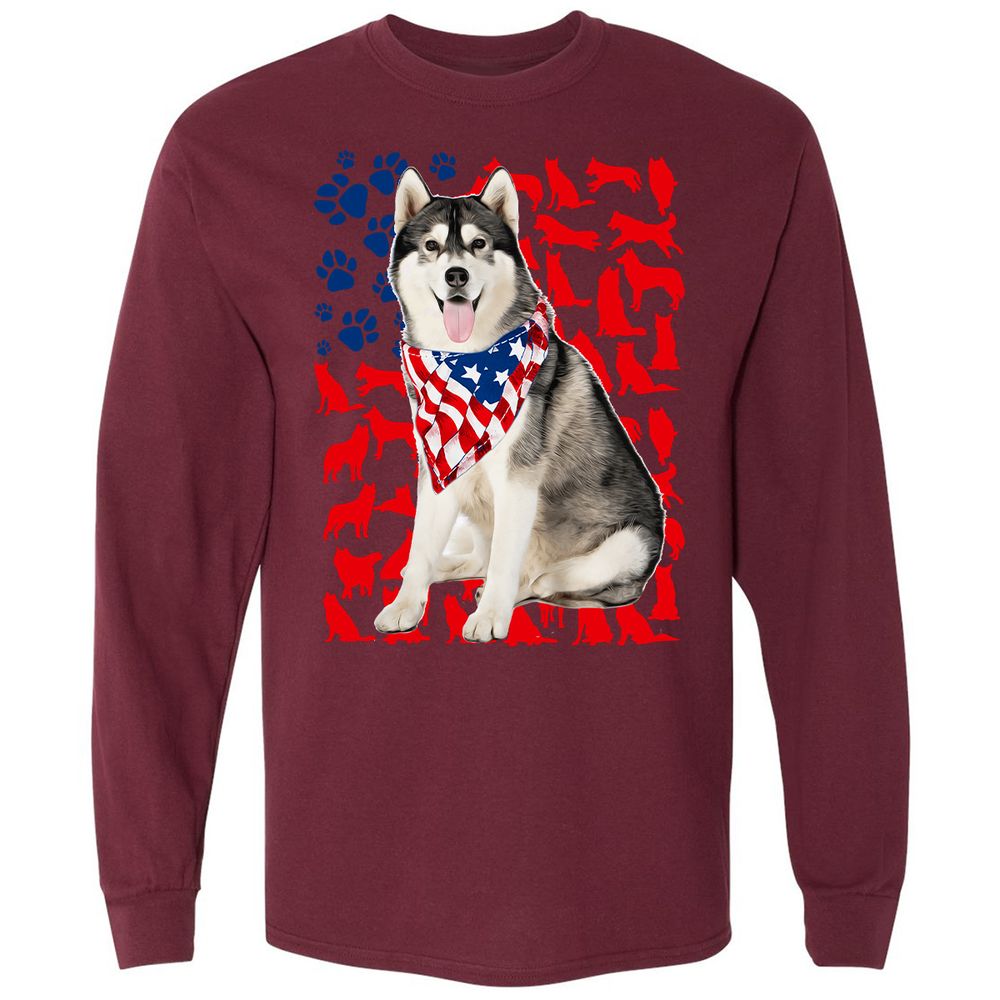 Long Sleeve T-Shirt - GG1JBGYU - Maroon - 11
