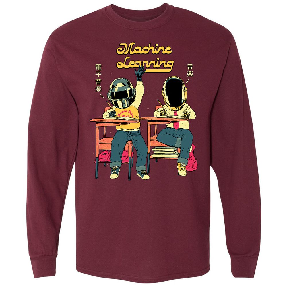 Long Sleeve T-Shirt - TBTE5D9G - Maroon - 11