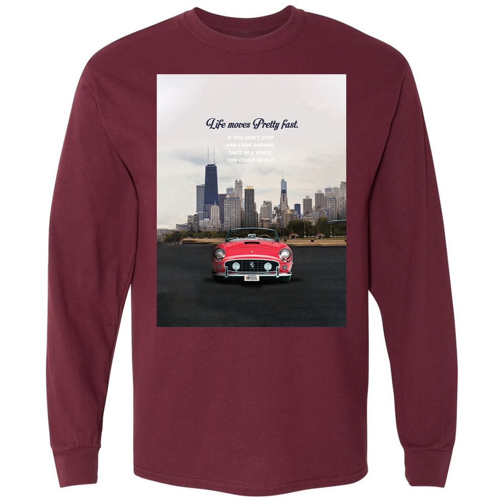 Long Sleeve T-Shirt - YK5LF7D9 - Maroon - 11