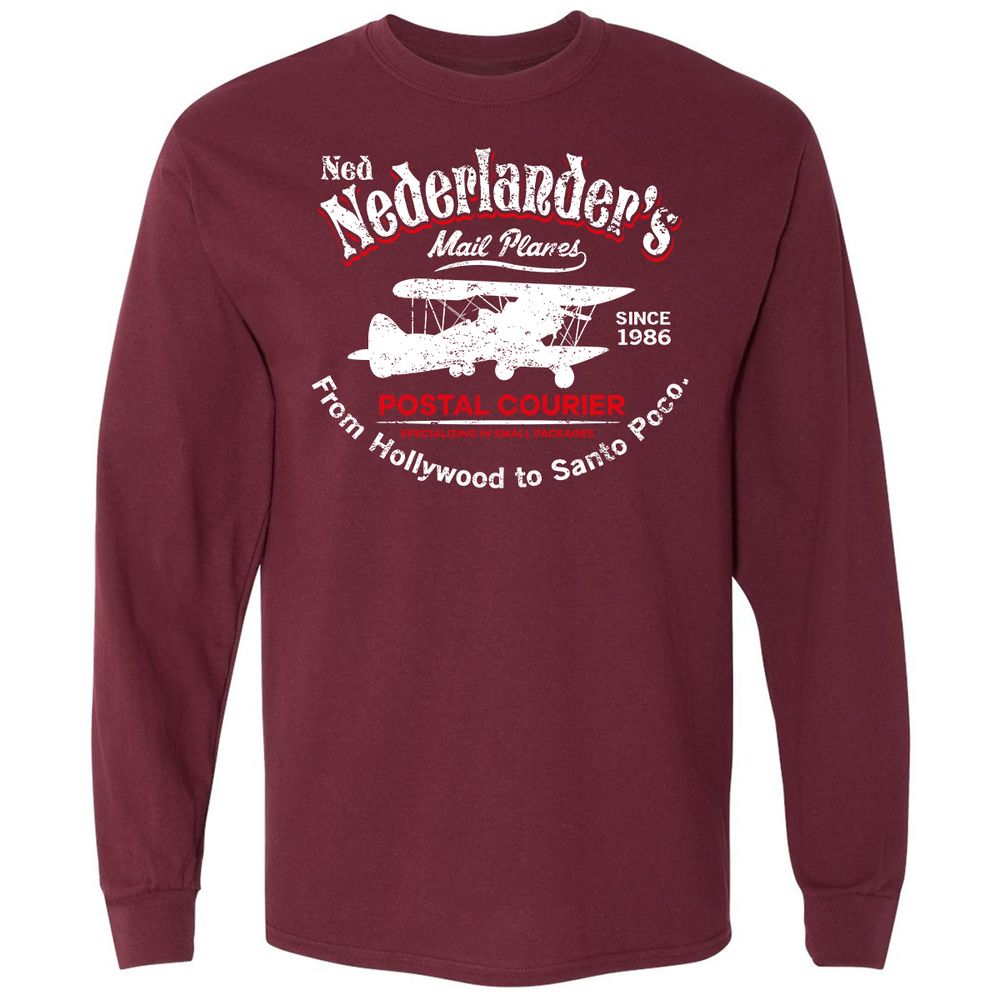 Long Sleeve T-Shirt - W9KPQUZS - Maroon - 11