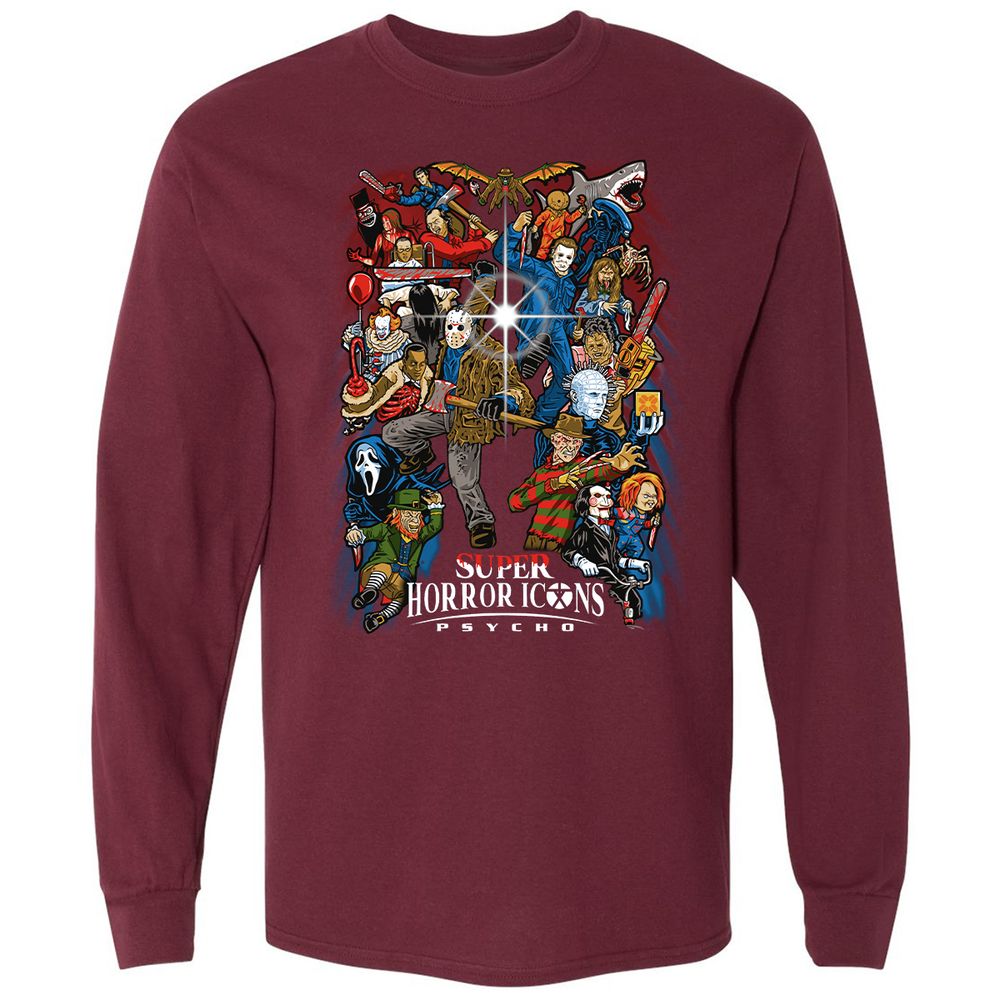 Long Sleeve T-Shirt - B8H2SJSL - Maroon - 11