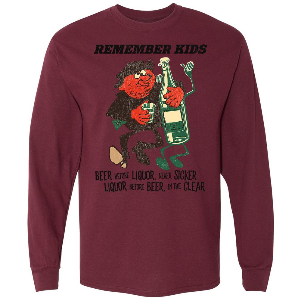 Long Sleeve T-Shirt - BL7VNV9Z - Maroon - 11