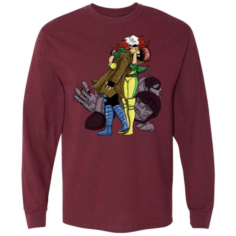 Long Sleeve T-Shirt - 9S96WZNQ - Maroon - 11