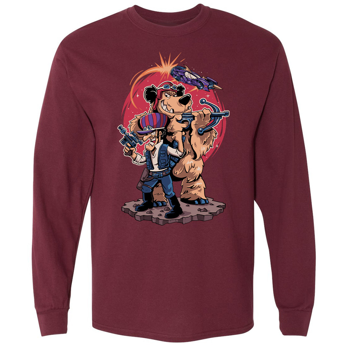 Long Sleeve T-Shirt - J1BXLWZD - Maroon - 11