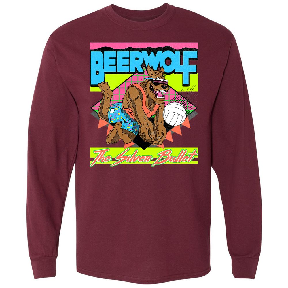 Retro Beach Wolf - Maroon - 11