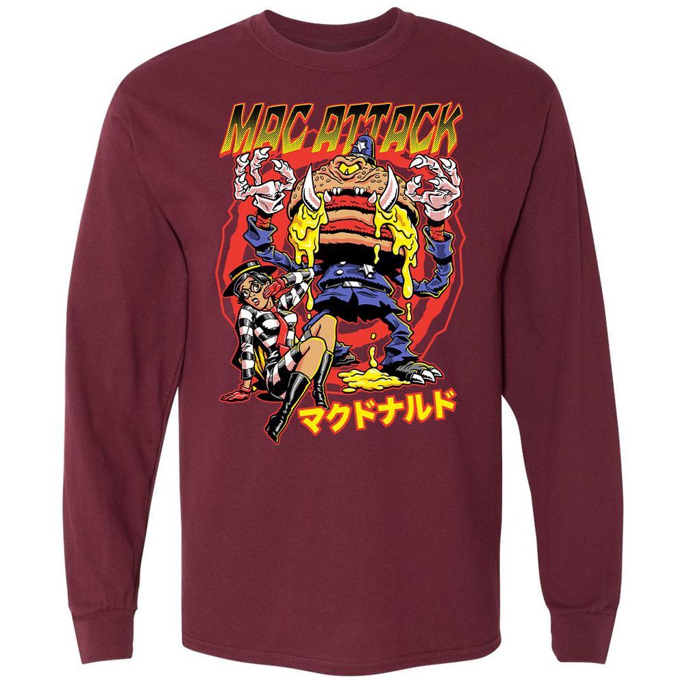 Long Sleeve T-Shirt - GWKB8QW8 - Maroon - 11