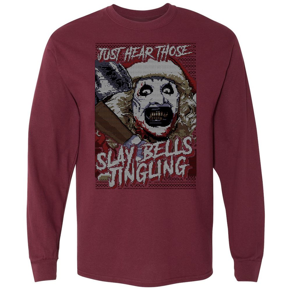 Slay Bells Jingling Long Sleeve T-Shirt - Maroon - 11