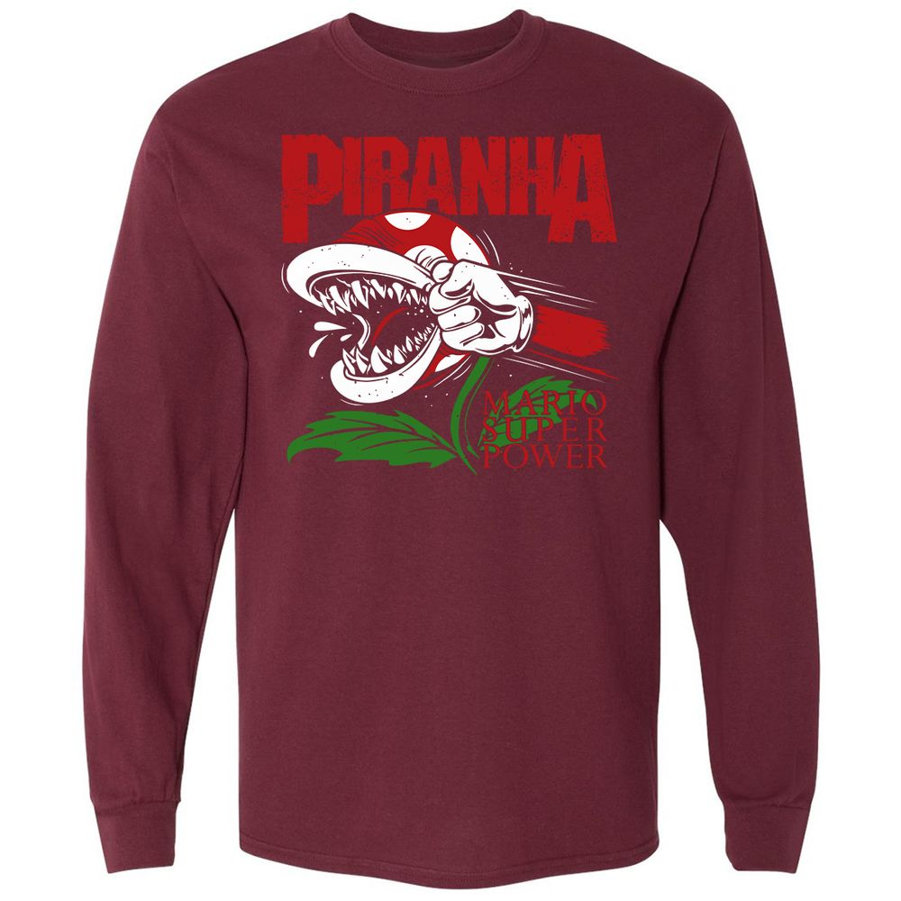 Long Sleeve T-Shirt - QLFV4WDF - Maroon - 11