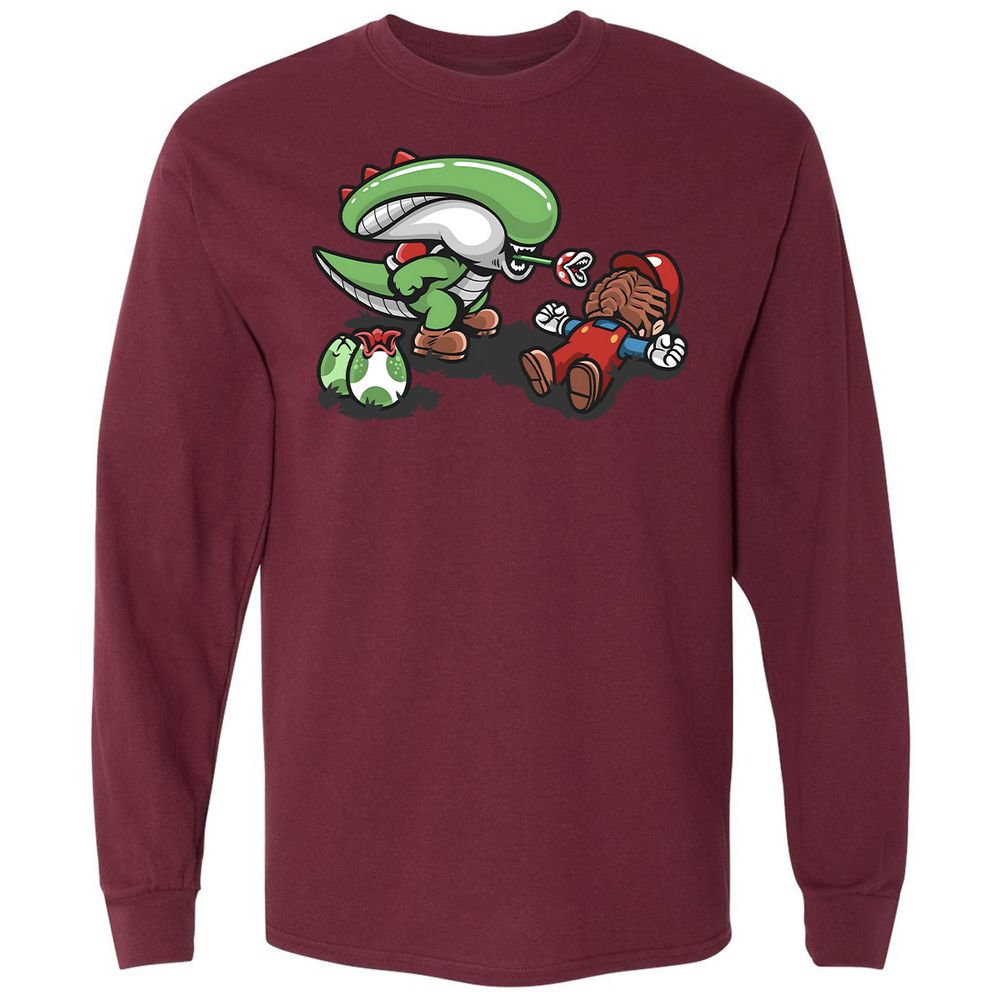 Long Sleeve T-Shirt - GQC4BKFS - Maroon - 11