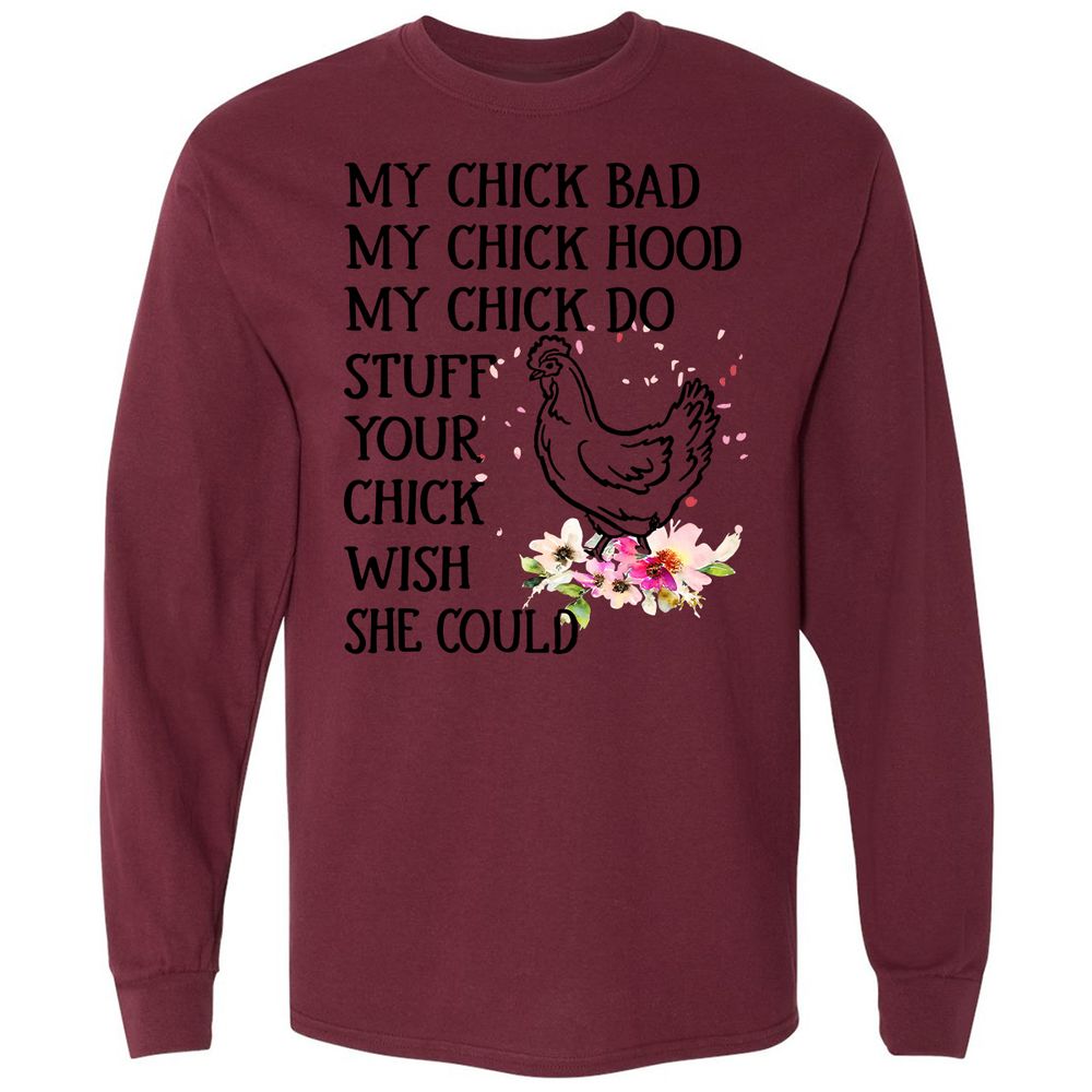 Long Sleeve T-Shirt - QZ9V13M7 - Maroon - 11