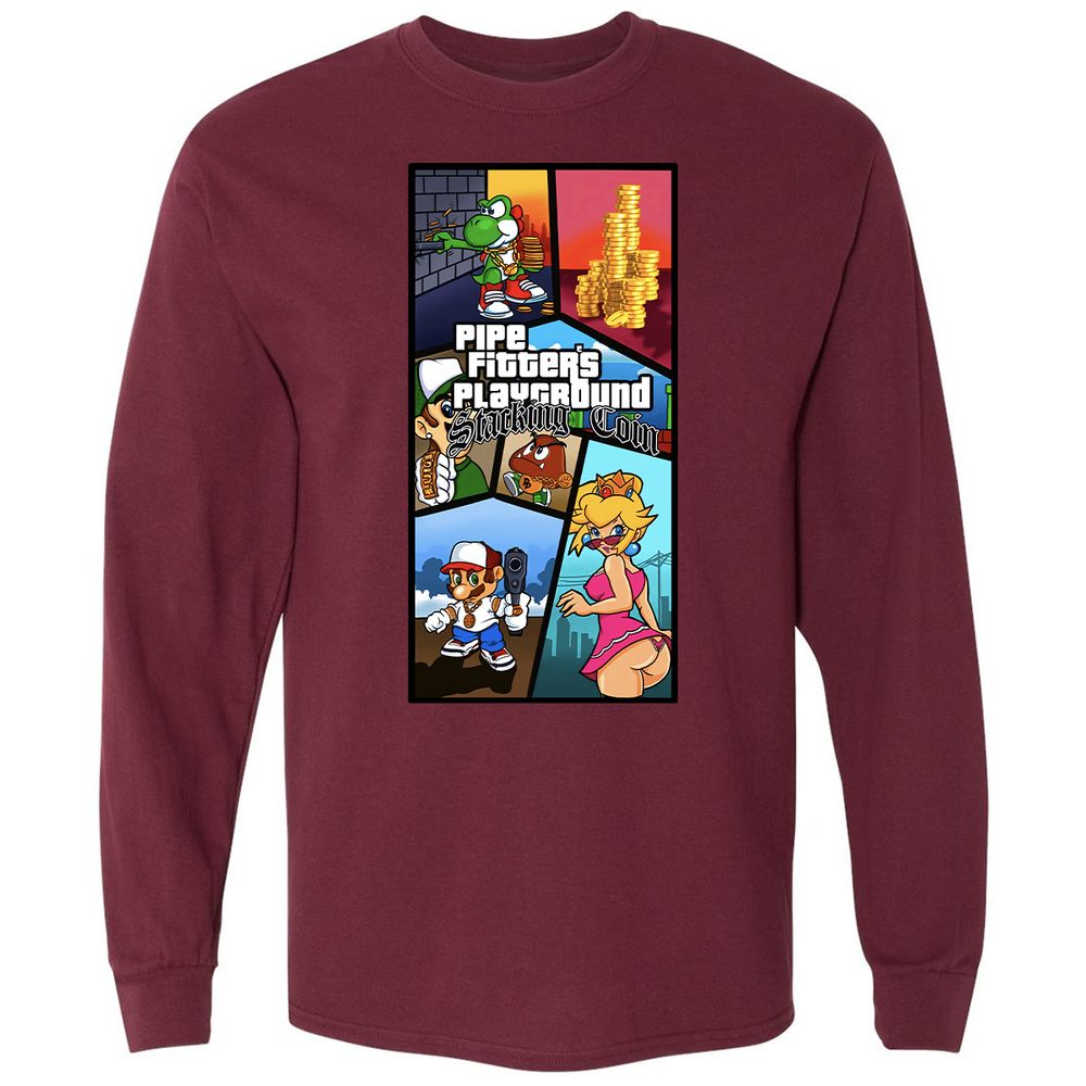 Long Sleeve T-Shirt - HM81VZ6X - Maroon - 11