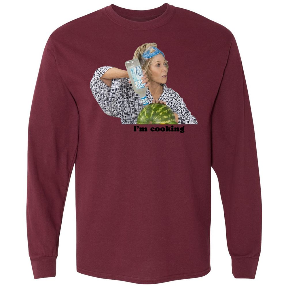 Long Sleeve T-Shirt - V64HWYN6 - Maroon - 11