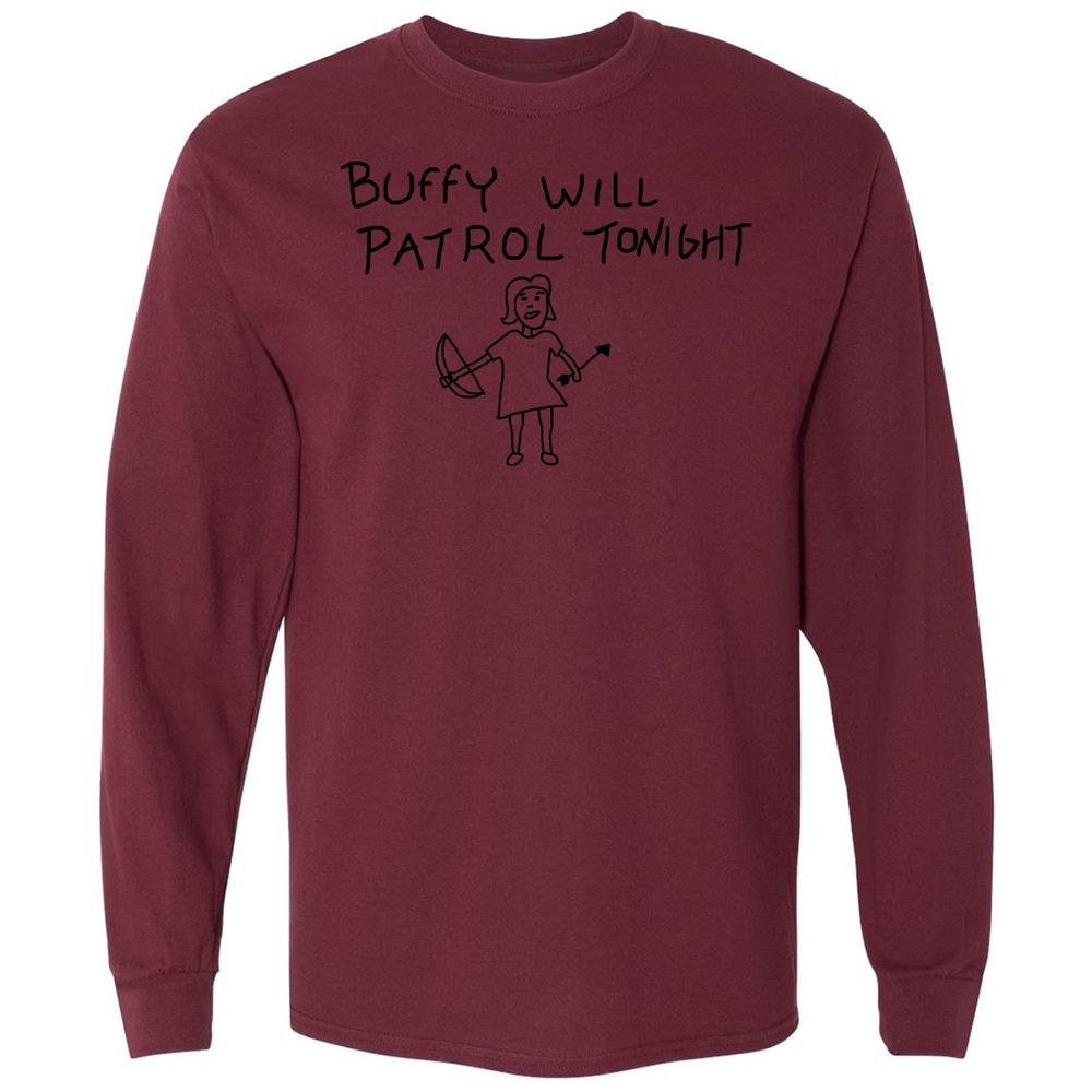 Long Sleeve T-Shirt - W7YRJQM6 - Maroon - 11