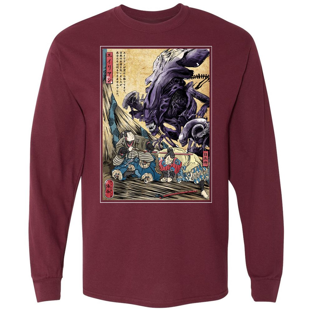 Long Sleeve T-Shirt - XKRFGHRR - Maroon - 11