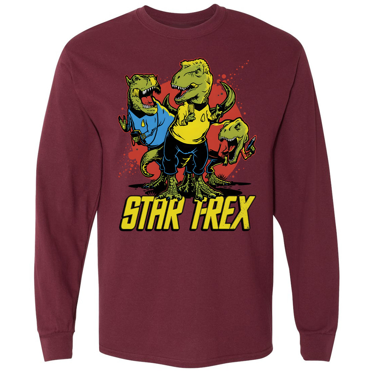 Long Sleeve T-Shirt - M5W7BJFZ - Maroon - 11