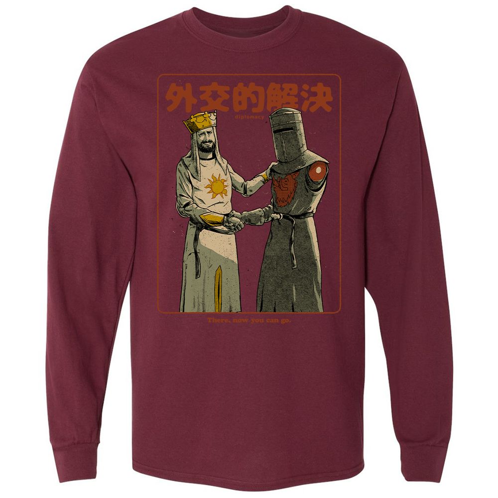 Long Sleeve T-Shirt - Black - Maroon - 11