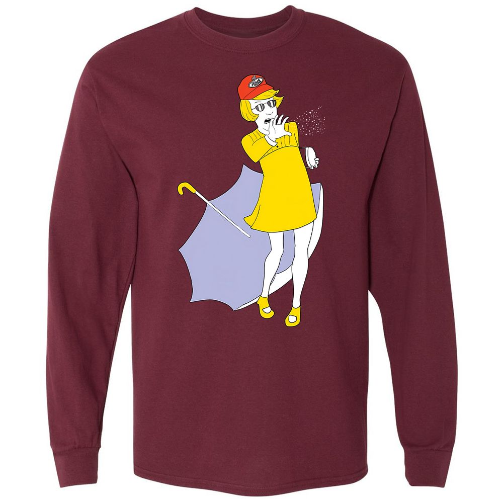 Long Sleeve T-Shirt - BBJX6QD9 - Maroon - 11