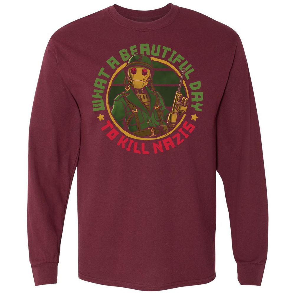 Long Sleeve T-Shirt - BHNA1P4Q - Maroon - 11