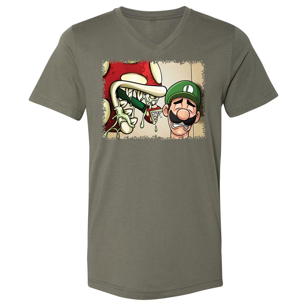 Unisex V-Neck T-Shirt - XJW8PZVB - Military Green - 11