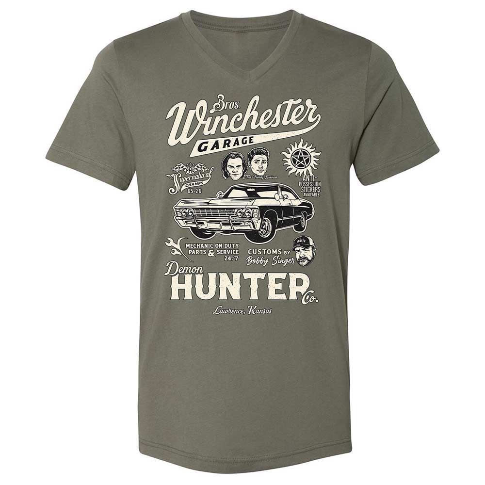 Unisex V-Neck T-Shirt - JQEEAHY8 - Military Green - 11