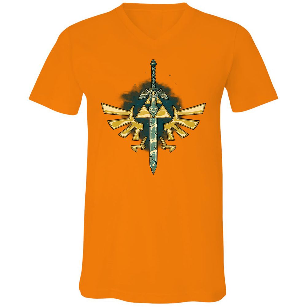 Unisex V-Neck T-Shirt - JHB2CGC4 - Orange - 11