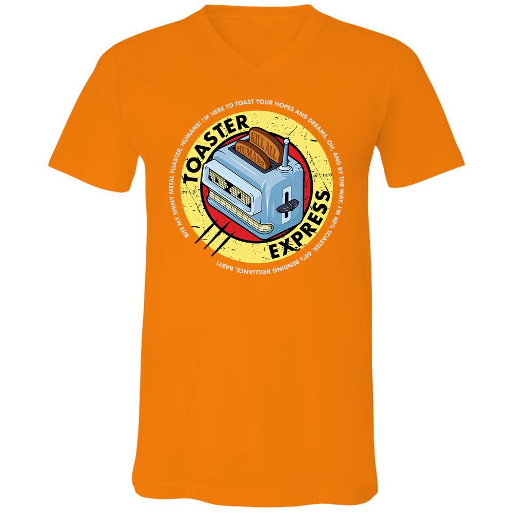 Unisex V-Neck T-Shirt - 9W6R79E7 - Orange - 11
