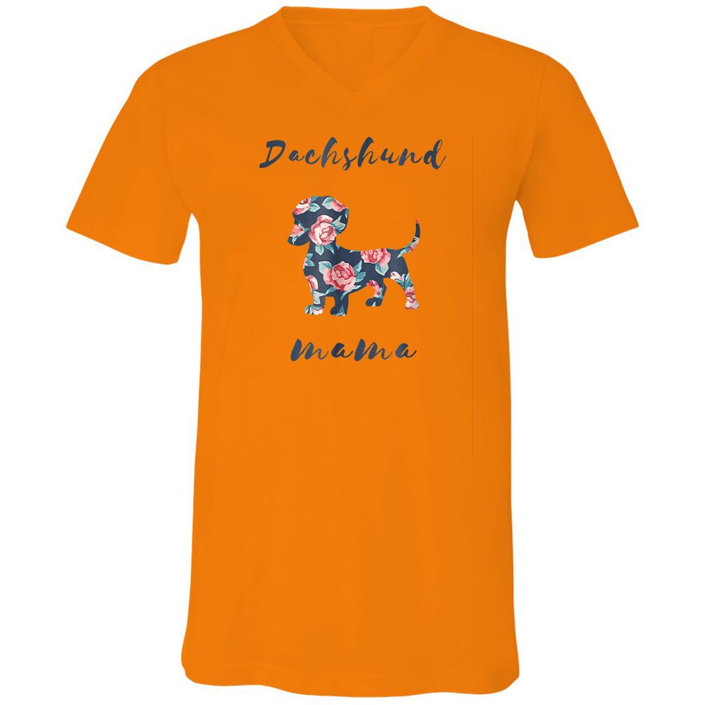 Unisex V-Neck T-Shirt - 9GVVSUQJ - Orange - 11