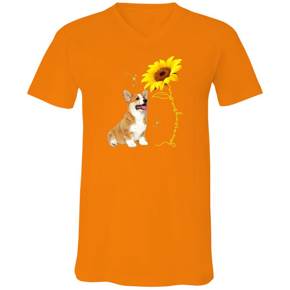 Unisex V-Neck T-Shirt - Y67T6F77 - Orange - 11