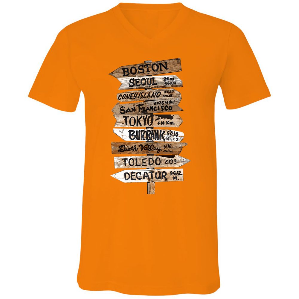 Unisex V-Neck T-Shirt - R1J24H31 - Orange - 11