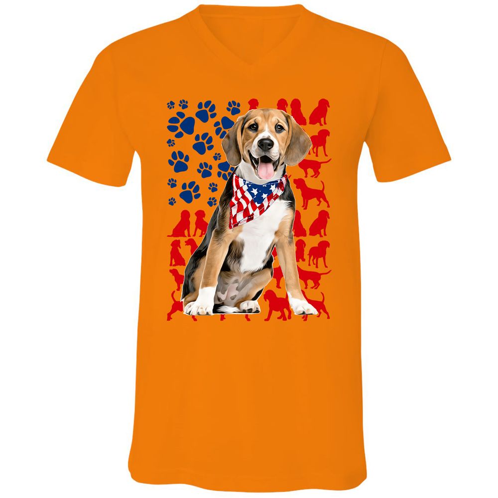 Unisex V-Neck T-Shirt - 5E3M86KT - Orange - 11